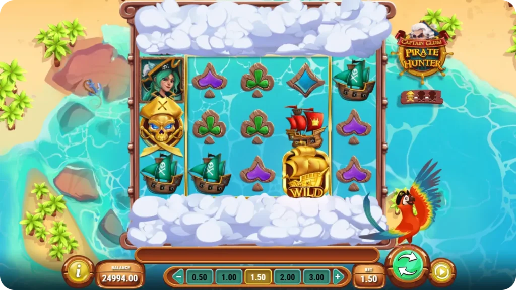 Permanente Wild-Funktion auf Walzen im Captain Glum Slot