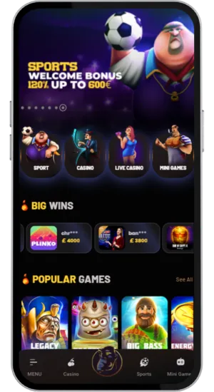 Lizenzierte Casino-Homepage mit Slot-Auswahl
